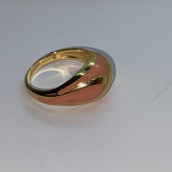 Gold-Tone & Pink Ring Women's Size 8 - Picture 4 of 10